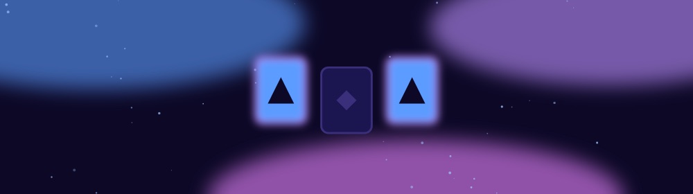Bandeau Paires : le motif du jeu en néon bleu et violet sur nuit profonde.