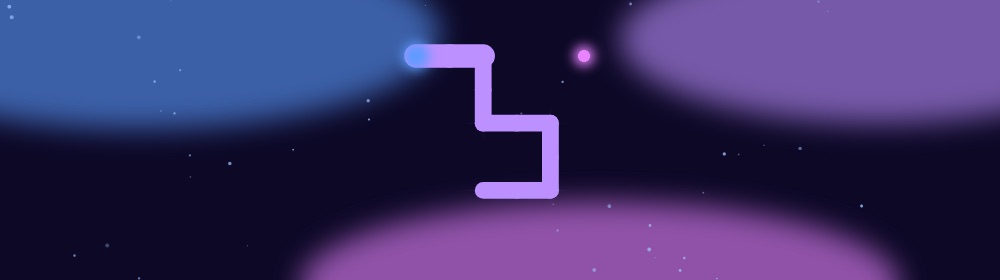 Snake banner: the game's pattern in blue and purple neon on a deep night background.